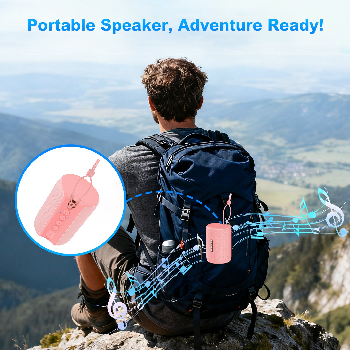 Portable Bluetooth Speaker, IPX7 Waterproof Wireless Speaker, Stocking Stuffers, Bluetooth 5.0, TWS Mini Speaker for Home/Party/Outdoor/Travel/Gifts, Pink