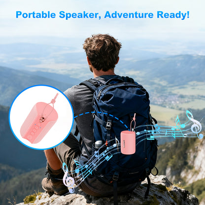 Portable Bluetooth Speaker, IPX7 Waterproof Wireless Speaker, Stocking Stuffers, Bluetooth 5.0, TWS Mini Speaker for Home/Party/Outdoor/Travel/Gifts, Pink