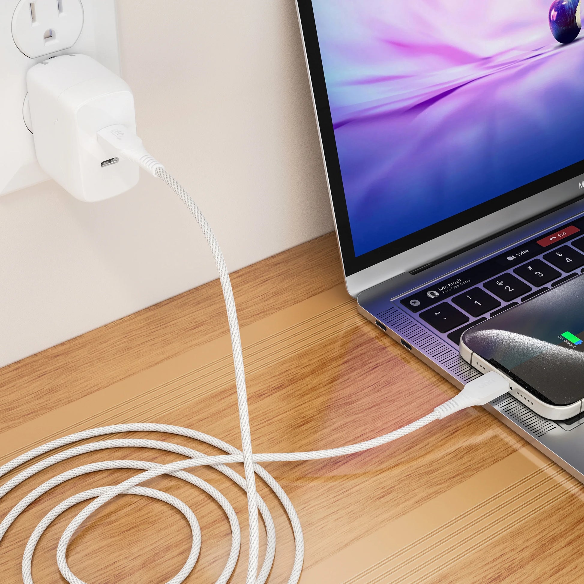 3Ft USB-C to USB-C Braided Charging Cable, Fast Charging, USB-IF Certified, White - Compatible with Iphone 17/16/15 Series, Samsung Galaxy, Note, Pixel Devices Ipad Pro, & More