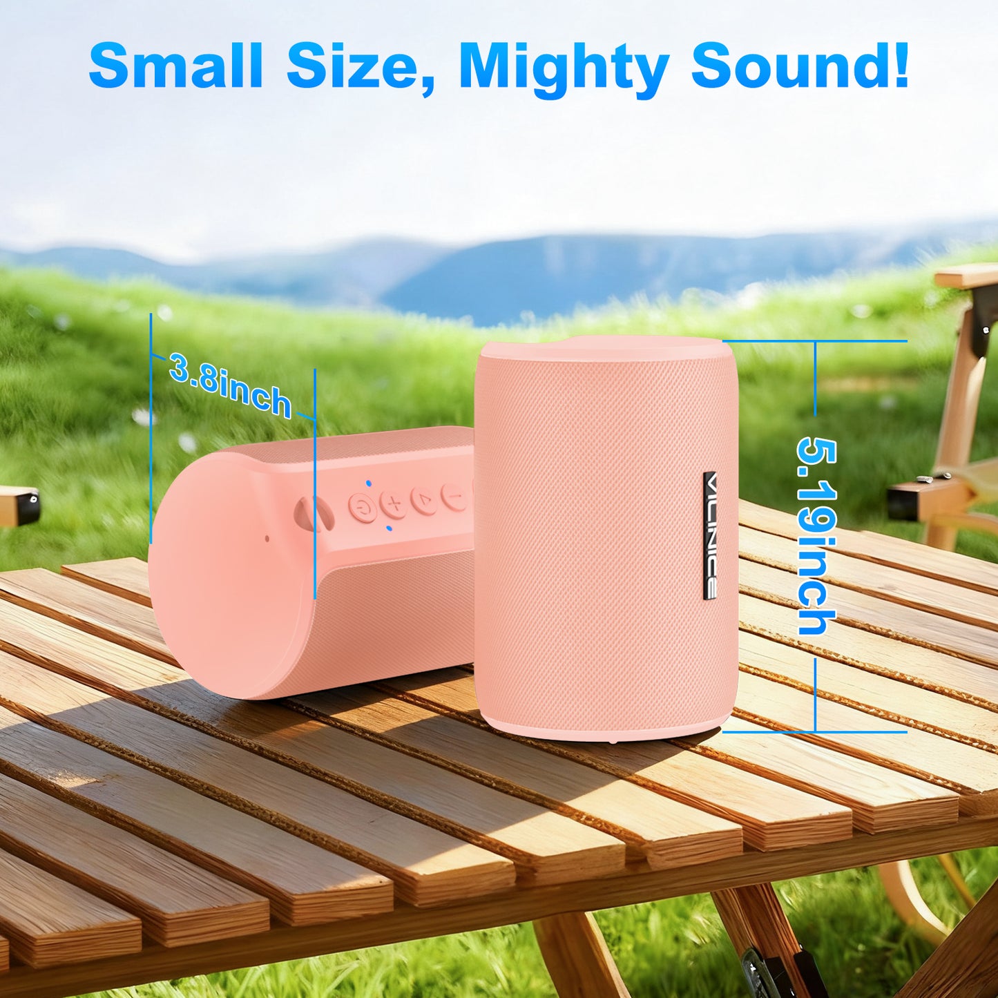 Portable Bluetooth Speaker, IPX7 Waterproof Wireless Speaker, Stocking Stuffers, Bluetooth 5.0, TWS Mini Speaker for Home/Party/Outdoor/Travel/Gifts, Pink