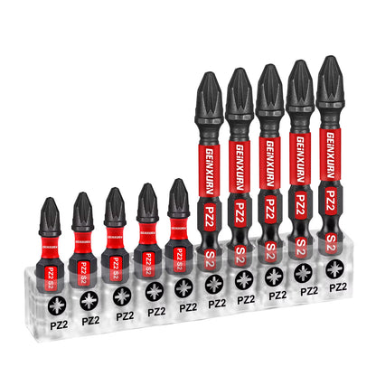 1 Inch/2 Inch Impact Magnetic Pozidriv #2 PZ2 Screwdriver Bit Set with Storage Organizer